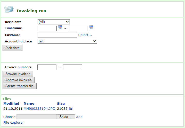 Screencap of invoicing